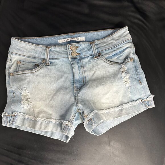Celebrity Pink Pants - Celebrity Pink Distressed Light Blue Cutoff Cuffed Shorts Women’s